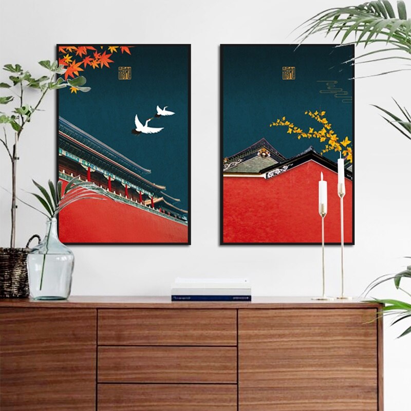 Traditional Chinese Architecture Canvas Art