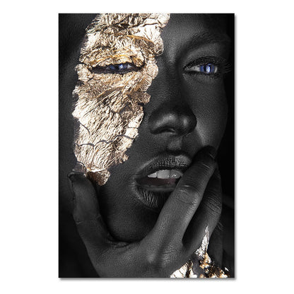 African Black and Gold Woman Canvas Art