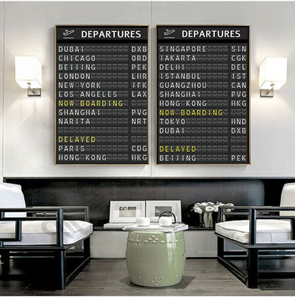 Airport Departure Board Canvas Art