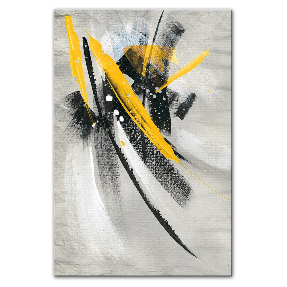 Abstract Yellow Feather Oil Painting Canvas Art