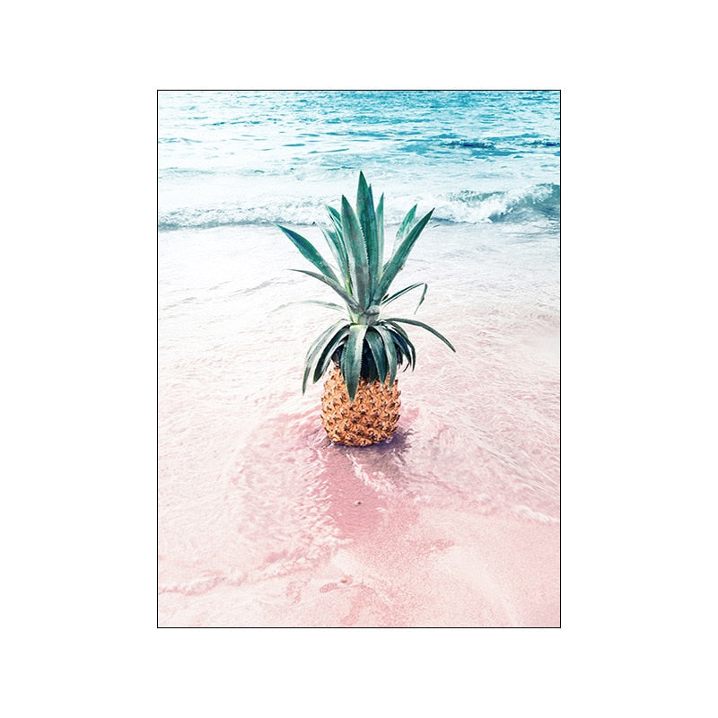 Tropical Pink Beach Canvas Art