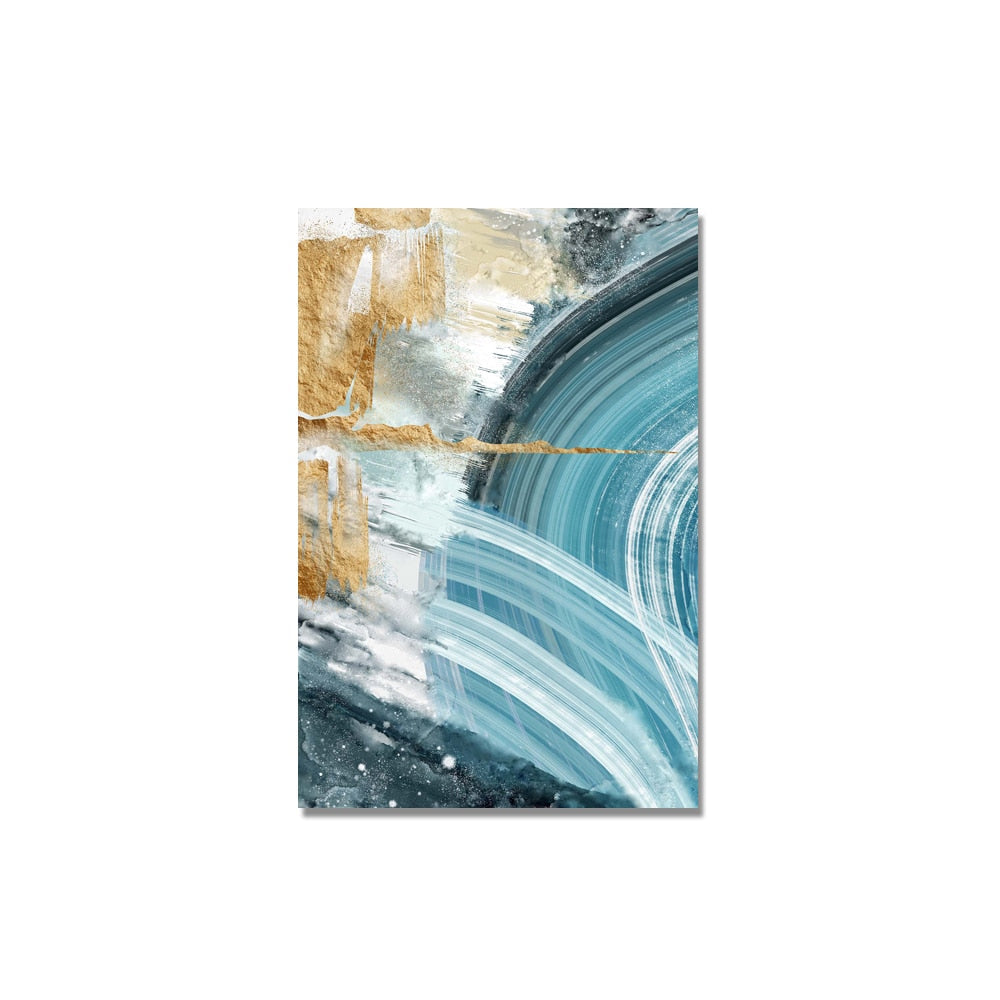 Blue Gold Marble Canvas Art