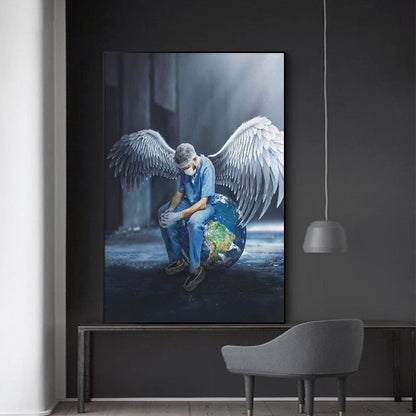 Nurse Angel Saves The World Canvas Art