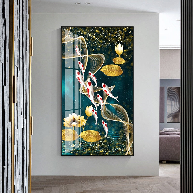 Nine Koi Fish Canvas Art