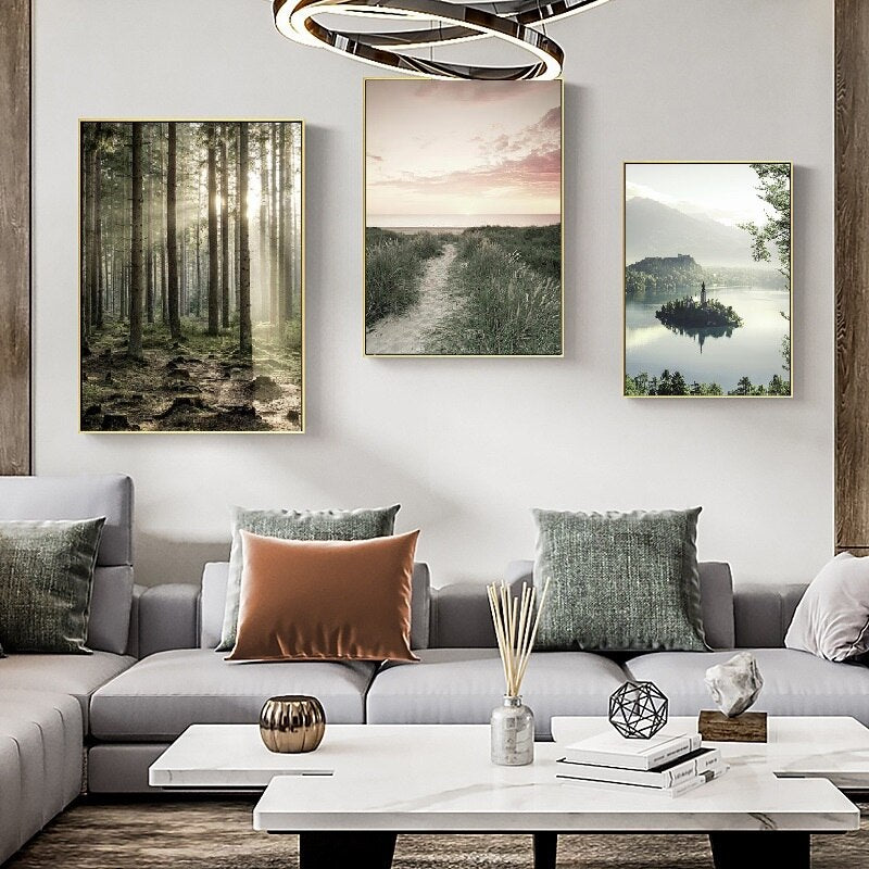 Green Forest Valley Canvas Art