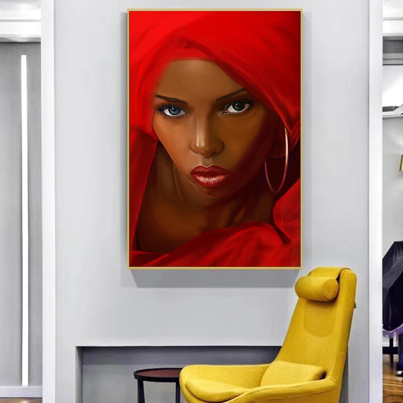 Red scarf African Women Canvas Art