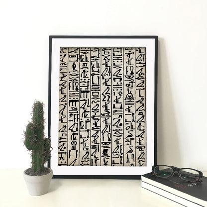 Black and White Egyptian Hieroglyphs Canvas Art