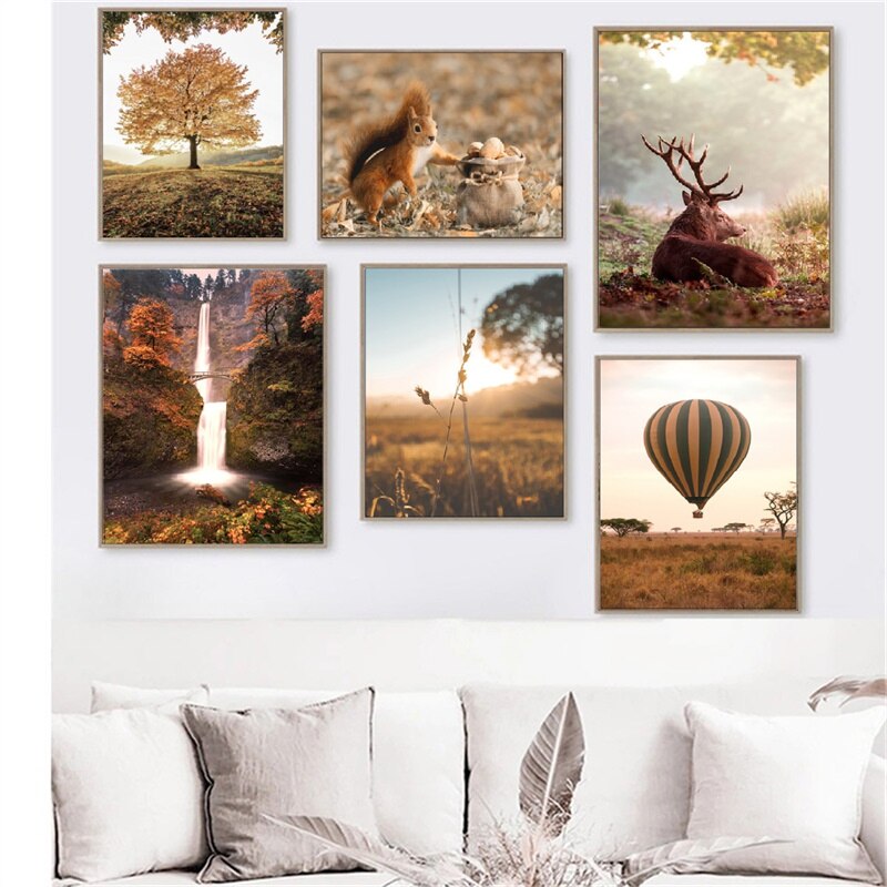 Autumn Grassland Africa Landscape Canvas Art