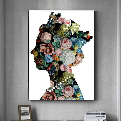 Abstract Flowers Queen of England Canvas Art