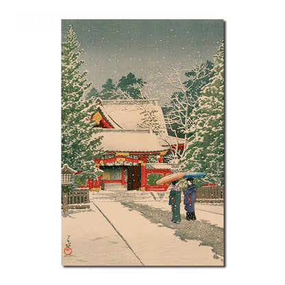 Chinese Temple Winter Canvas Art