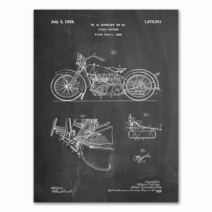 Motorcycle Patent Blueprint Canvas Art