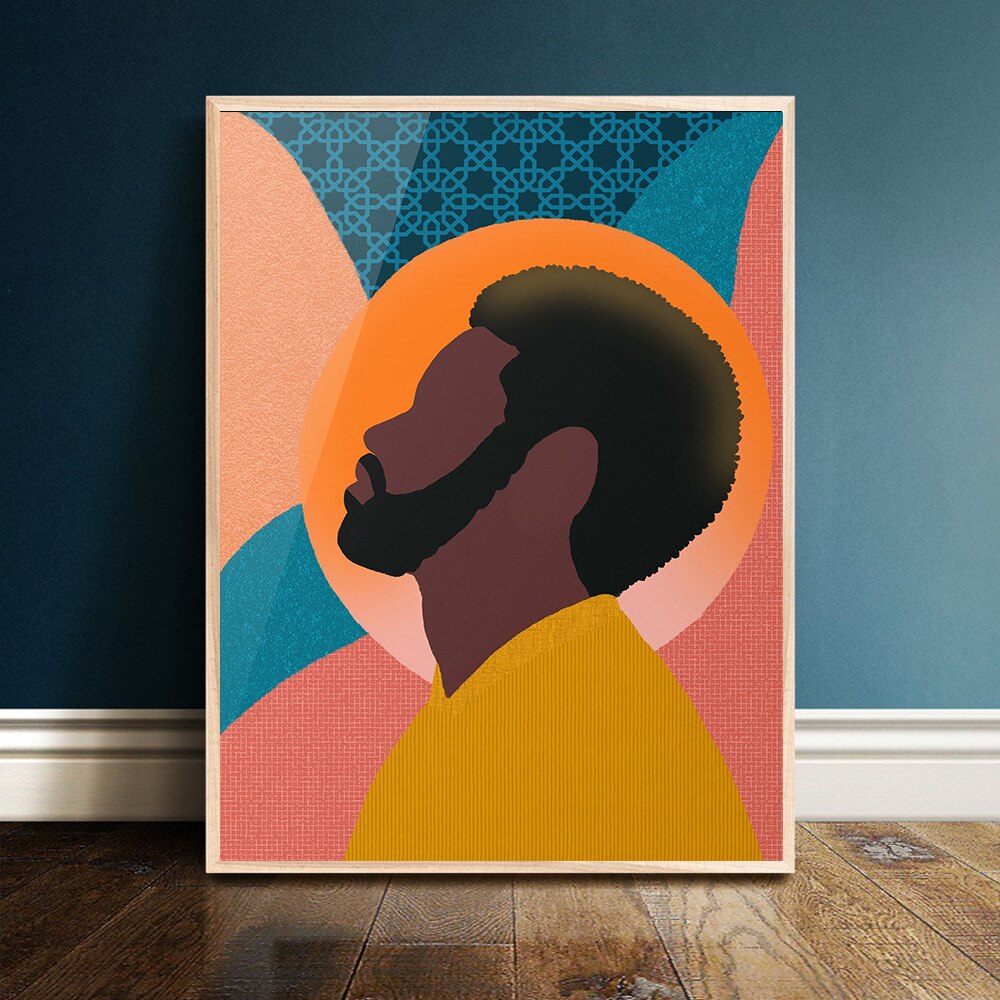 Confident Black Man Illustration Canvas Art