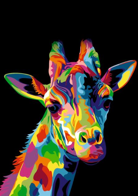 Colorful Giraffe Painting Canvas Art