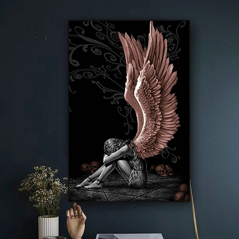 Angel Rose Gold Wings Canvas Art