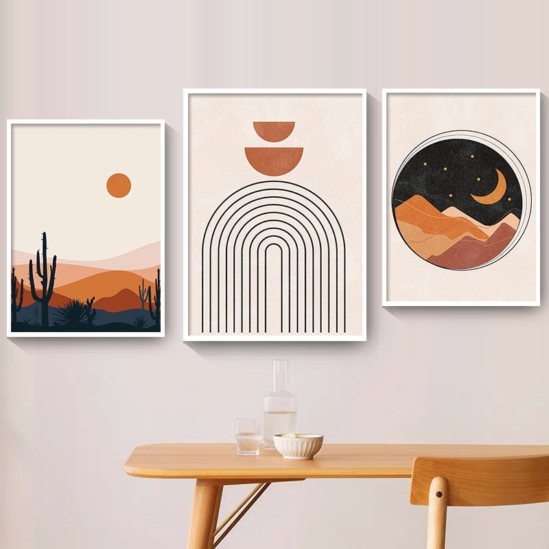 Abstract Sun and Moon Desert Canvas Art