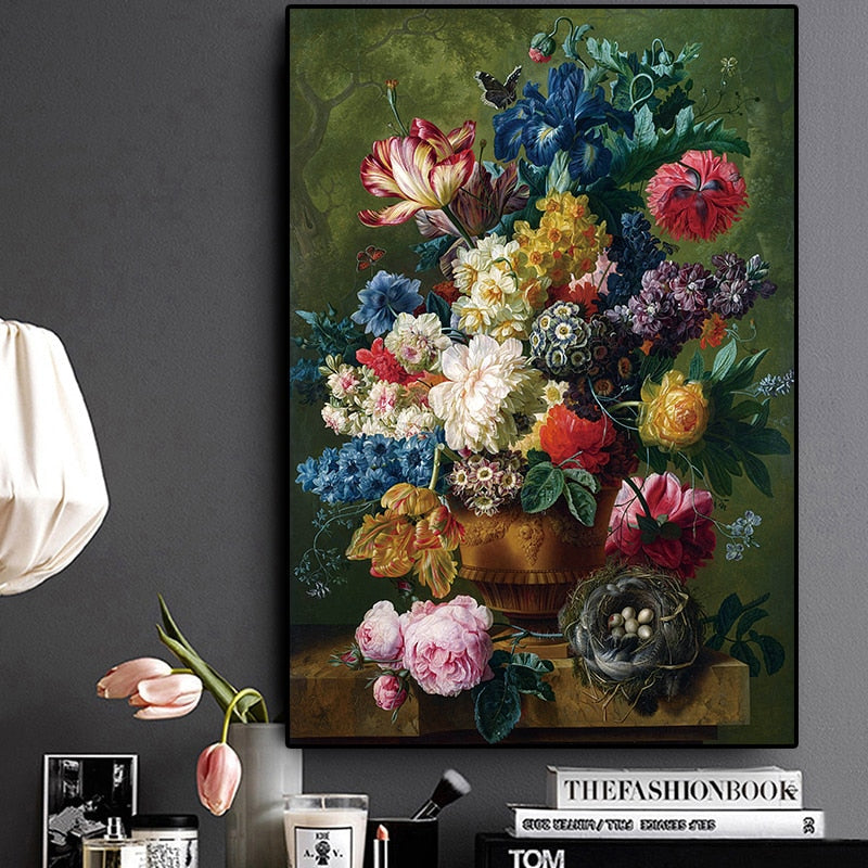 Classic Roses Flowers Oil Painting Wall Art Canvas