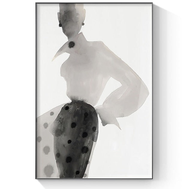 Modern Ink Girl Graceful Posture Canvas Art