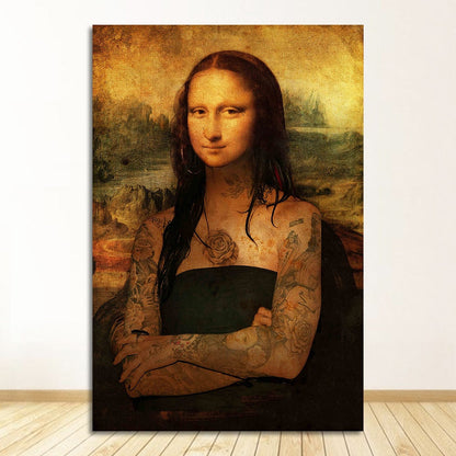 Art Mona Lisa Smoking Joint Canvas