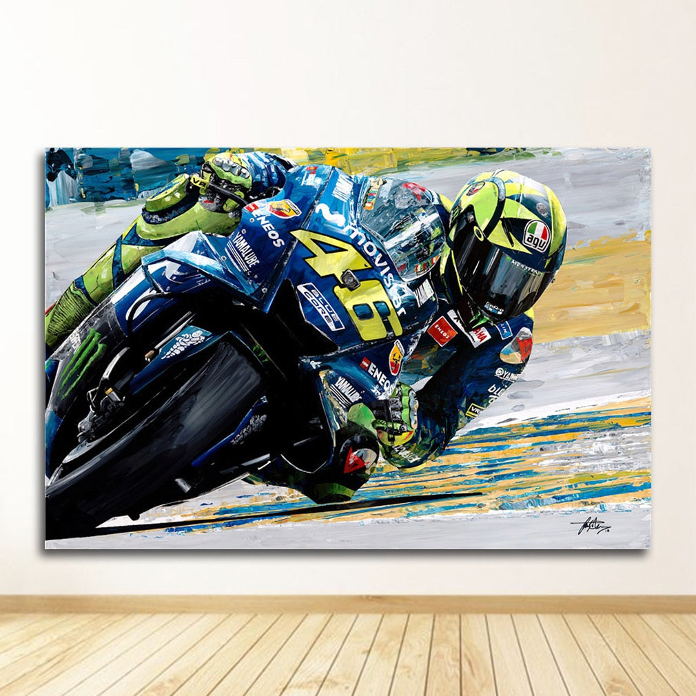 Motorcycle Race Canvas Painting Art