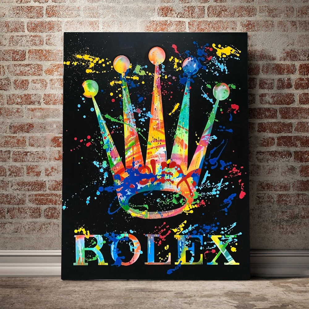 Graffiti Modern Luxury Rolex Crown Canvas Art