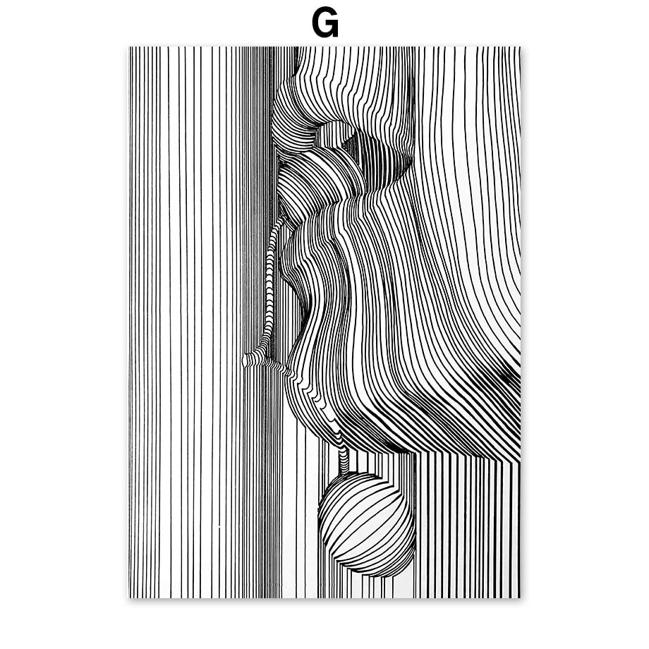 Black and White Line Sexy Woman Canvas Art