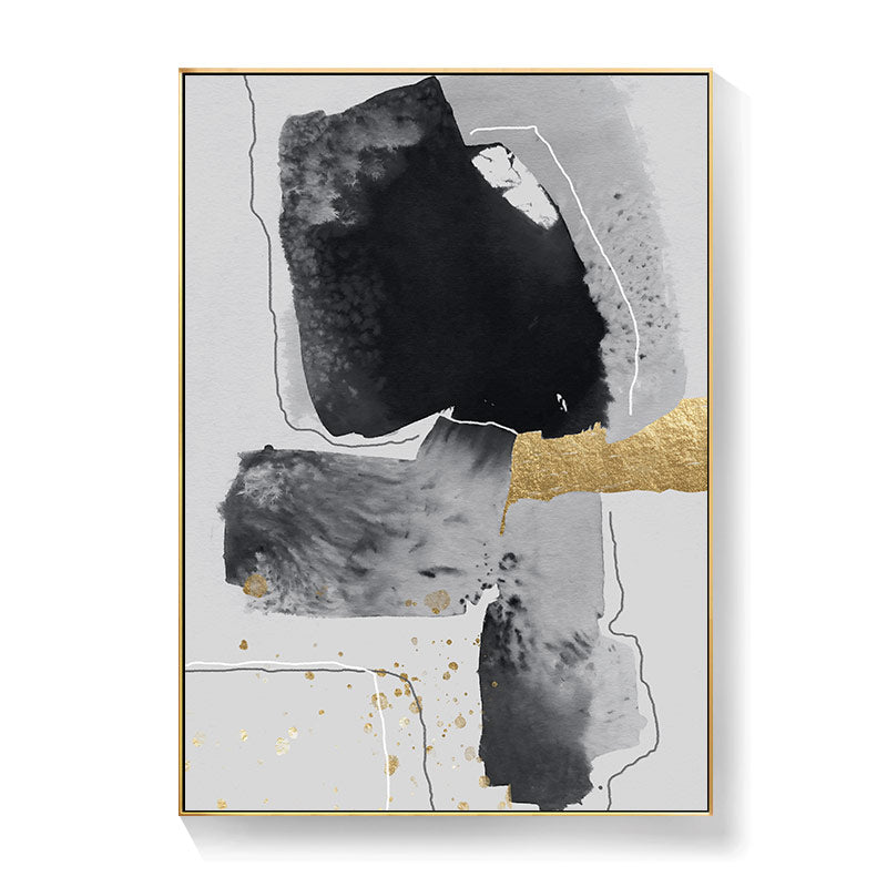 Abstract Black White Gold Canvas Art