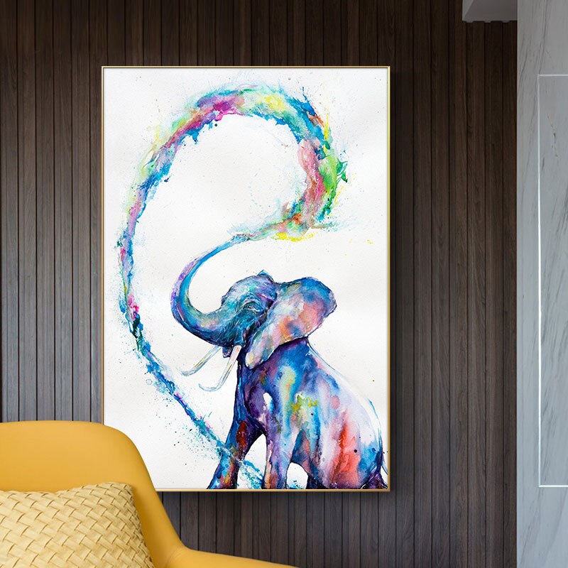 Watercolor Elephant Wall Art Canvas