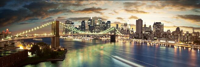 Brooklyn Bridge Night Landscape Canvas Art