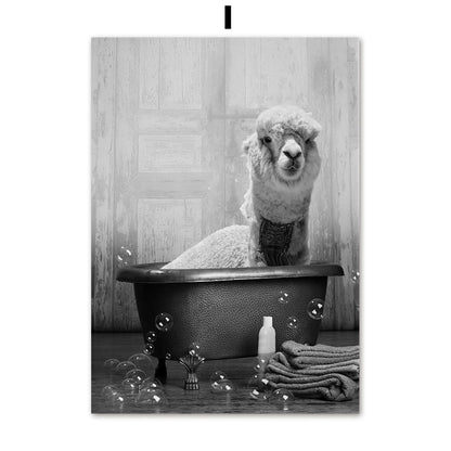 Animals in the Bathtub Canvas Art