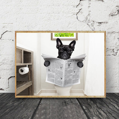 Dog Reading Newspaper Canvas Art