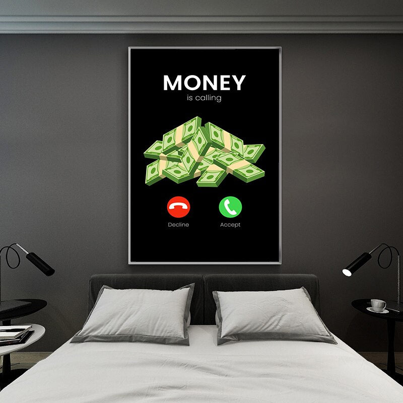 Money Is Calling Inspirational Canvas Art