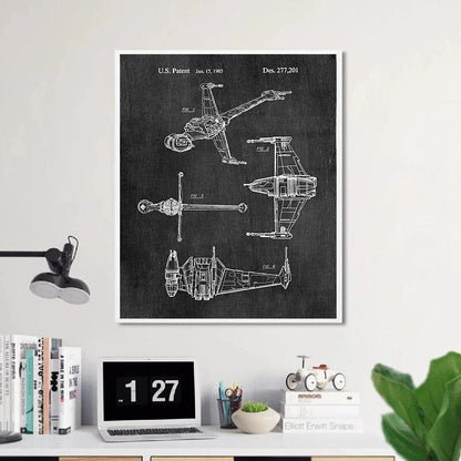 Star Wars Spaceship Blueprint Canvas Art