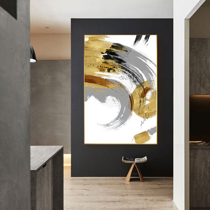 Gray and Gold Paint Canvas Art