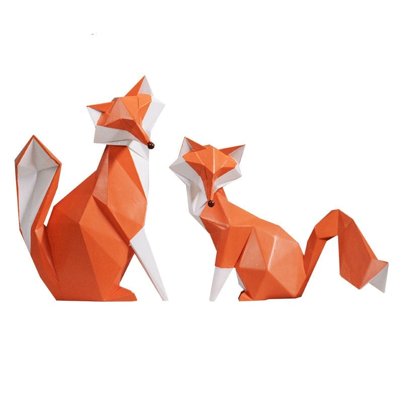 Geometric Orange Fox Statue