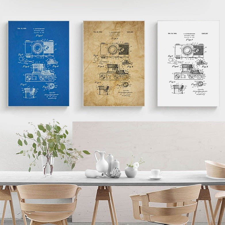 Camera Patent Blueprint Canvas Art