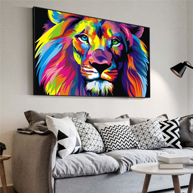 Watercolor Lion Gorilla Art Canvas