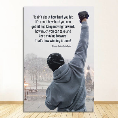 Black and White Rocky Balboa Boxing Quotes Canvas Art