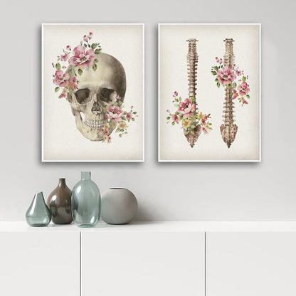 Floral Skeletal Bones Anatomy Canvas Art