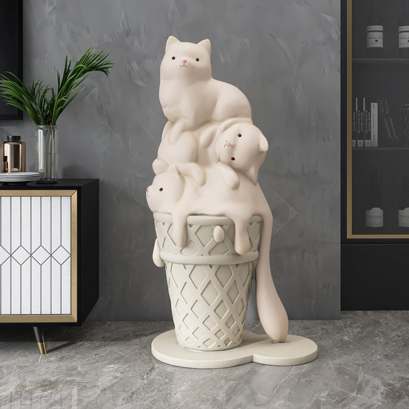 Ice Cream Cat Statue