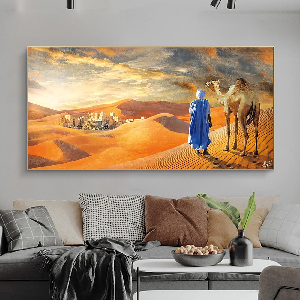 Oriental Tuareg Painting in the Desert Canvas Art