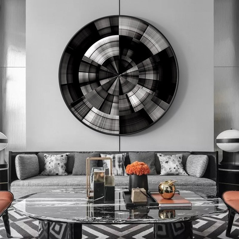 Industrial Abstract Round Canvas Art