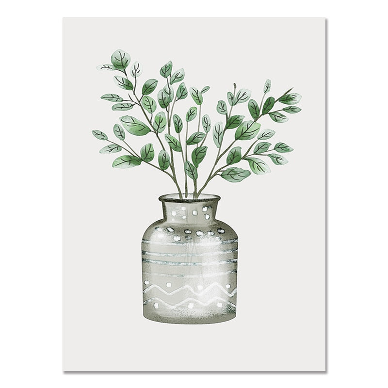 Simple Green Plant Canvas Art