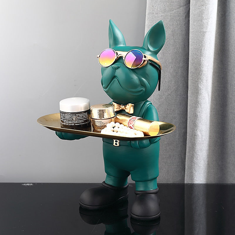 Standing Bulldog Tray Statue