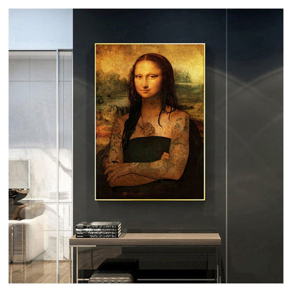 Art Mona Lisa Smoking Joint Canvas