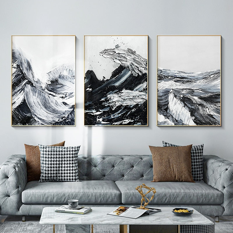 Sea Wave Abstract Painting Canvas Art