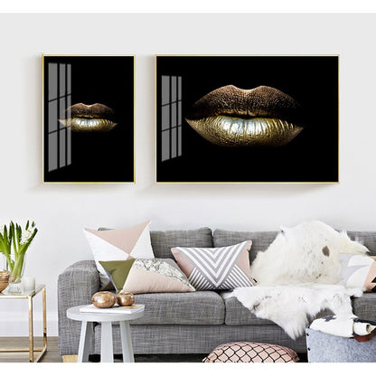 Sexy Gold Lips Canvas Art