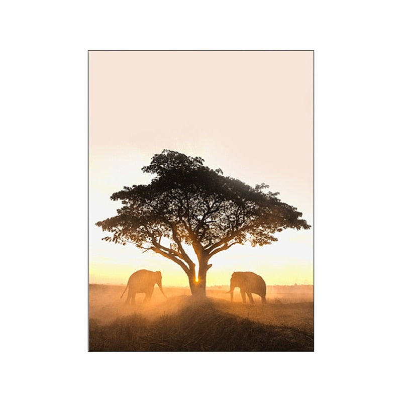 Autumn Grassland Africa Landscape Canvas Art