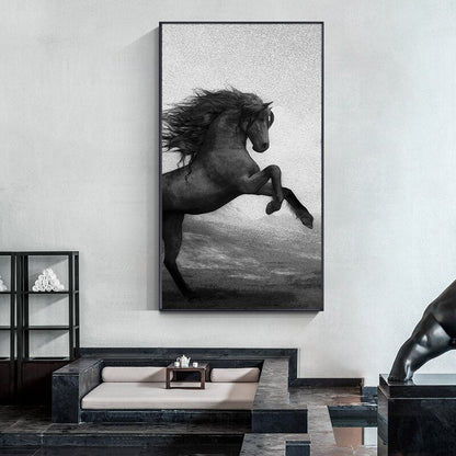 Black and White Horse Canvas Art