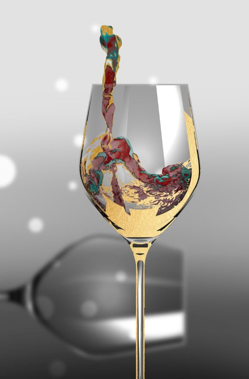 Wine Glass Gold Canvas Art