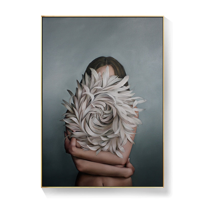 Lady Head Flower Canvas Art